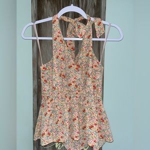 Multi color floral halter top